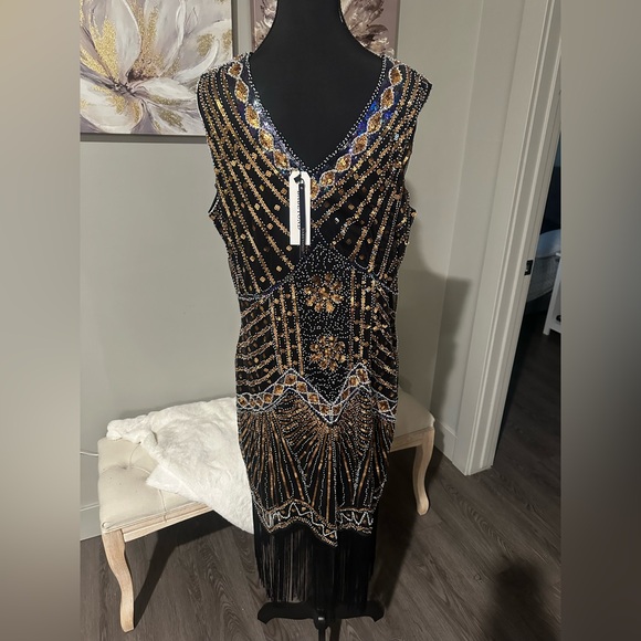 NWT 1920’s Flapper Cocktail Fringe Vintage Embellished Dress size 3XL - Picture 6 of 8